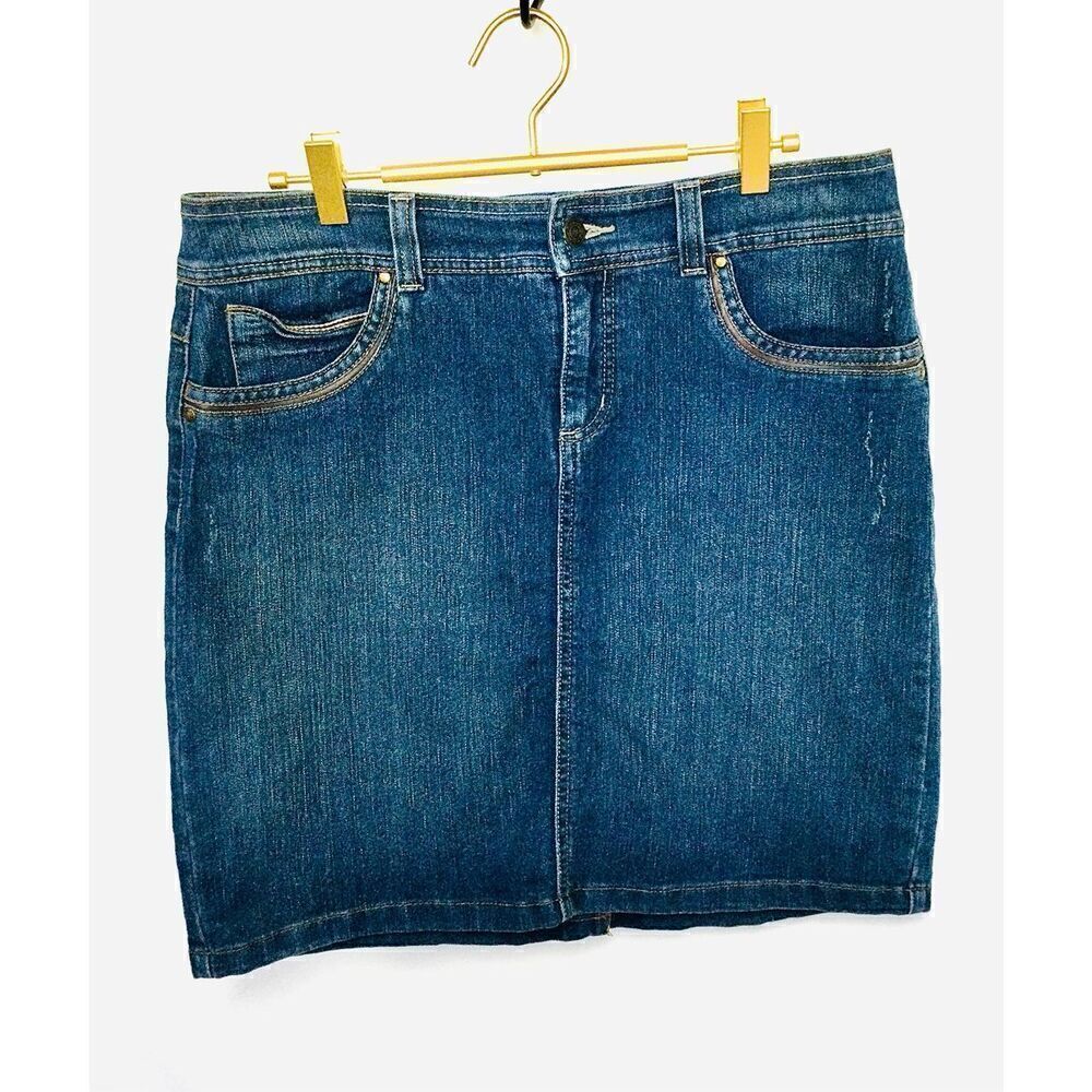 Vintage Relativity Womens Size 6 Denim Jean Mini Skirt Blue Medium Wash Pockets